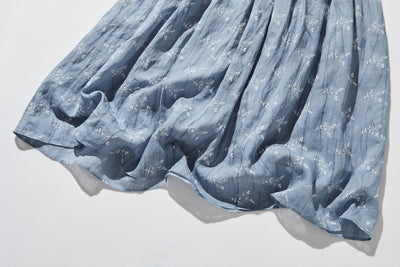 ナチュラルな大人可愛いを叶える 麻100% フラワーフレアスカート　ギャザースカート 　250706