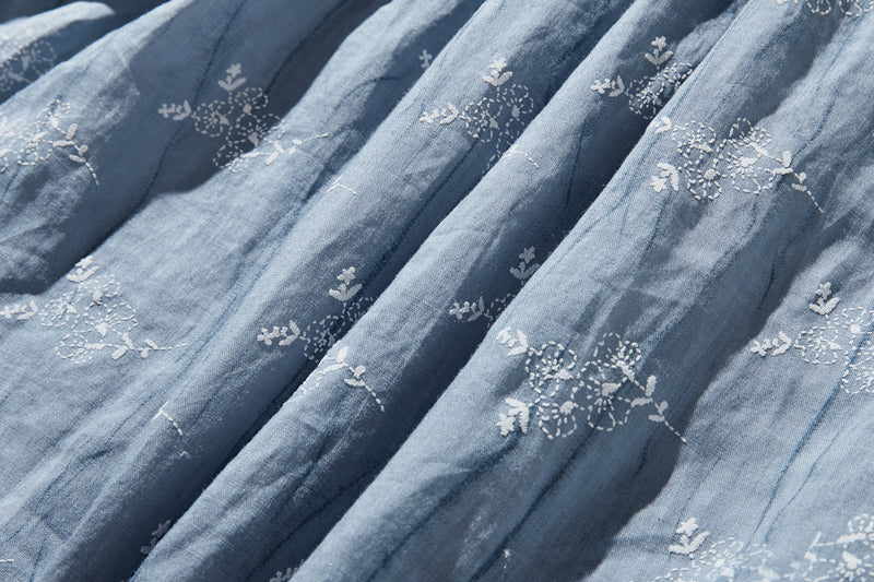 ナチュラルな大人可愛いを叶える 麻100% フラワーフレアスカート　ギャザースカート 　250706