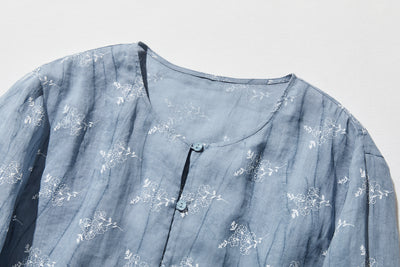 「きちんと感」と「リラックス感」の絶妙なバランス 7分袖ブラウス　麻100％　　250604