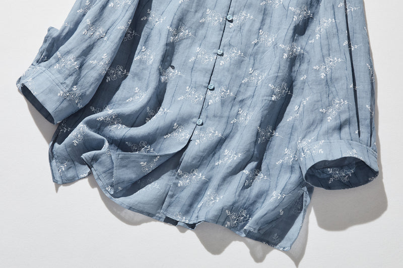 「きちんと感」と「リラックス感」の絶妙なバランス 7分袖ブラウス　麻100％　　250604