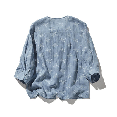 「きちんと感」と「リラックス感」の絶妙なバランス 7分袖ブラウス　麻100％　　250604