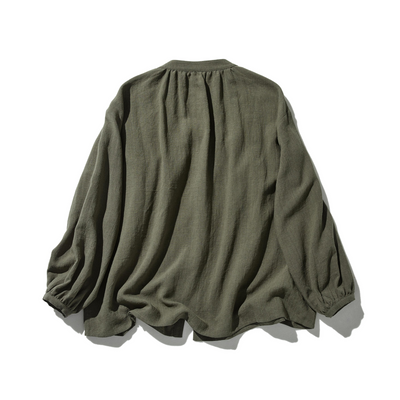 ナチュラルテイストの綿麻シャツブラウス 長袖ブラウス　250420