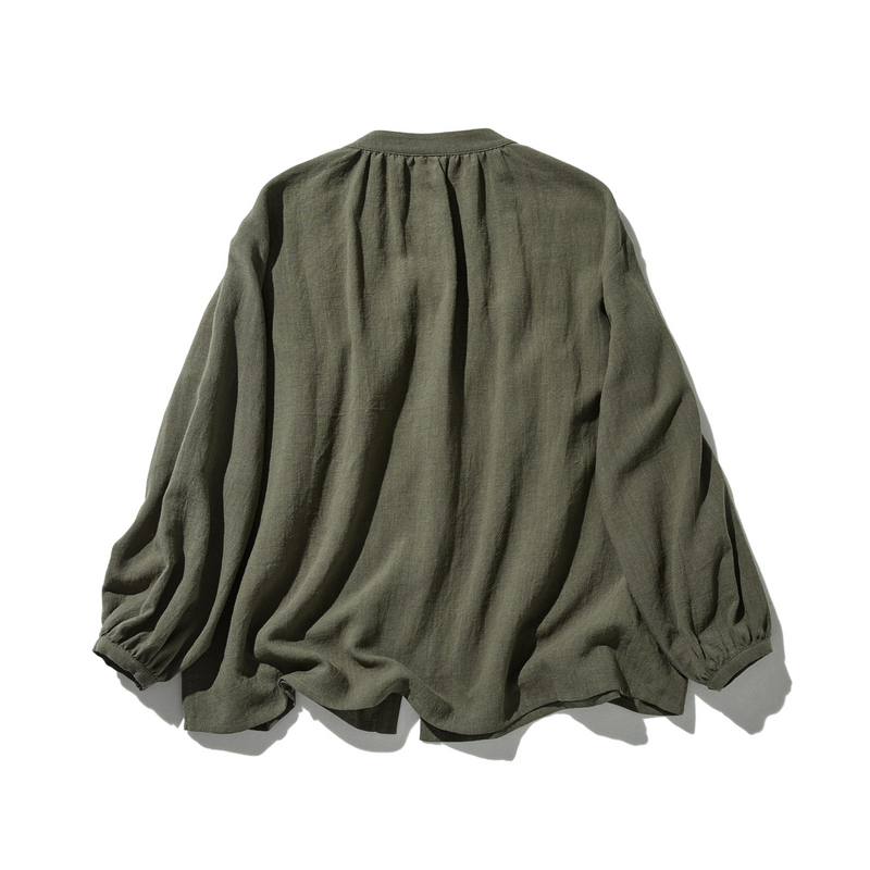 ナチュラルテイストの綿麻シャツブラウス 長袖ブラウス　250420