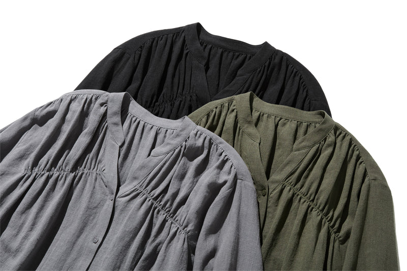 ナチュラルテイストの綿麻シャツブラウス 長袖ブラウス　250420