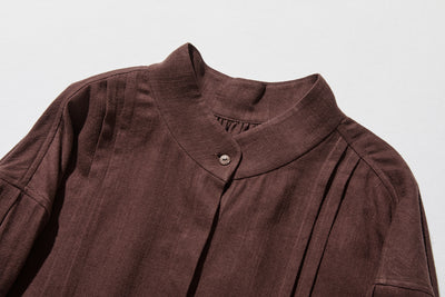 立体タックが美しい コットンリネン ルーズシルエットシャツ 　 250415