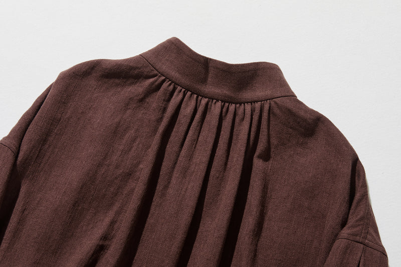 立体タックが美しい コットンリネン ルーズシルエットシャツ 　 250415