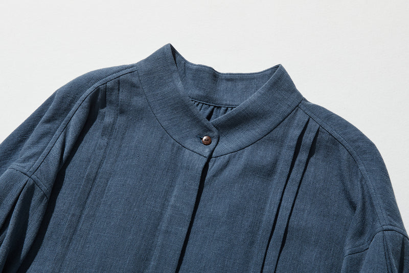 立体タックが美しい コットンリネン ルーズシルエットシャツ 　 250415