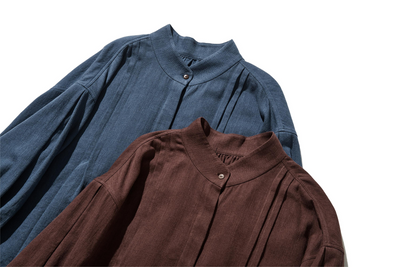 立体タックが美しい コットンリネン ルーズシルエットシャツ 　 250415