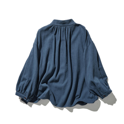 立体タックが美しい コットンリネン ルーズシルエットシャツ 　 250415