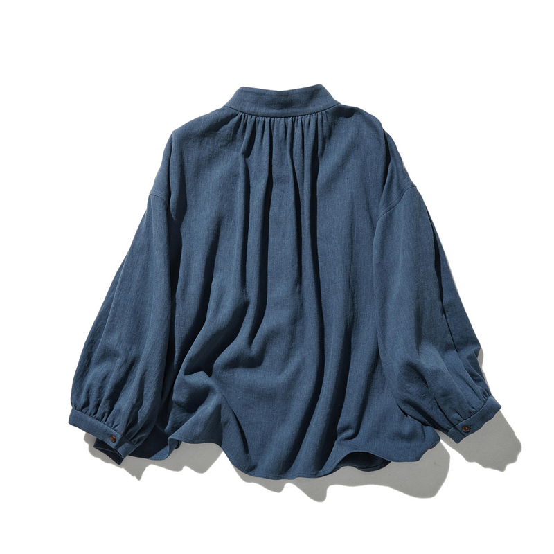 立体タックが美しい コットンリネン ルーズシルエットシャツ 　 250415