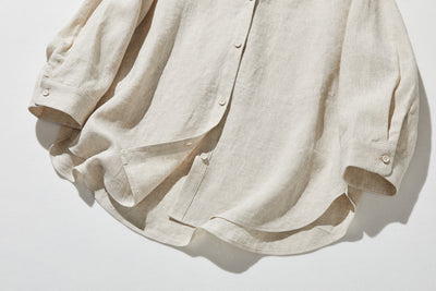 着るほどに味わい深い フランスリネン こだわりVネックシャツ 　250421