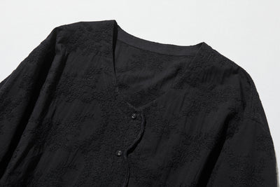 優雅で快適な七分袖レースカーディガン　刺繍コットン100％　　250511