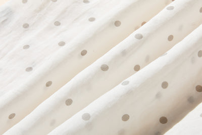 実用性とおしゃれを兼ね備えた水玉ブラウス　チュニック 麻100％　250423-1