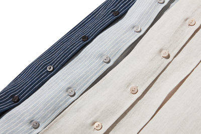 A simple yet striking piece with exquisite details. 100% French linen striped shirt (250410) 