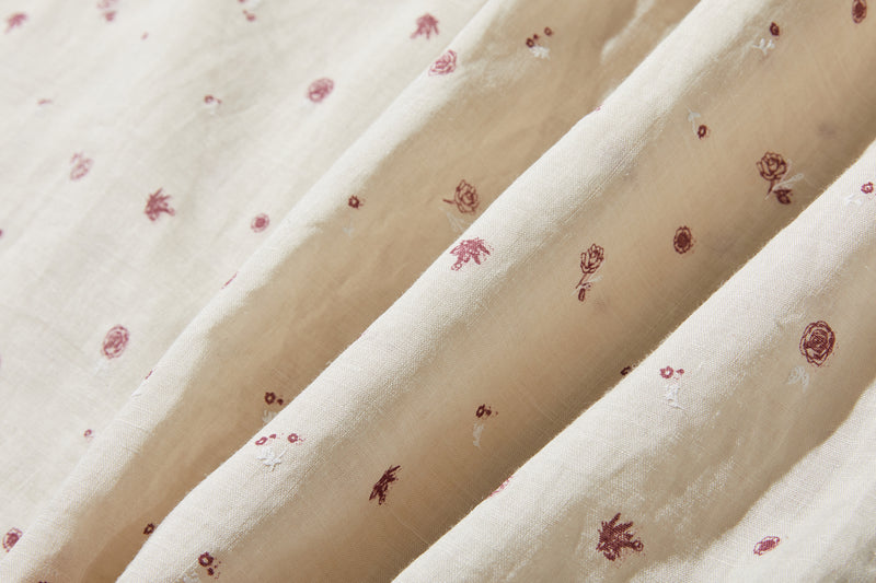 真夏にも涼しく着れる麻のブラウス　プリントブラウス　250606