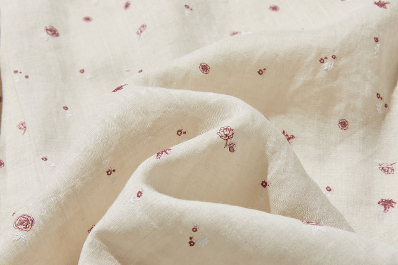 真夏にも涼しく着れる麻のブラウス　プリントブラウス　250606