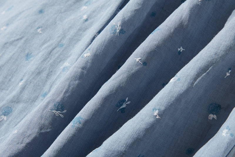 真夏にも涼しく着れる麻のブラウス　プリントブラウス　250606