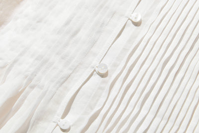 ふんわりAラインが可愛い！ 風通し良く夏らしい麻ブラウス ピンタック入りブラウス　　250422