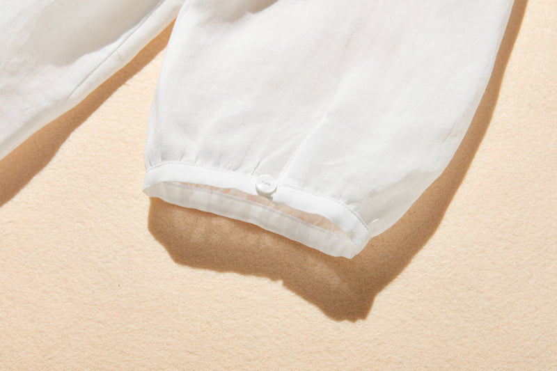 ふんわりAラインが可愛い！ 風通し良く夏らしい麻ブラウス ピンタック入りブラウス　　250422