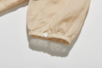 ふんわりAラインが可愛い！ 風通し良く夏らしい麻ブラウス ピンタック入りブラウス　　250422