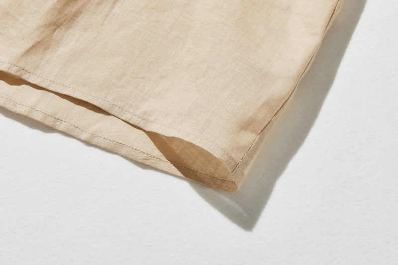 ふんわりAラインが可愛い！ 風通し良く夏らしい麻ブラウス ピンタック入りブラウス　　250422