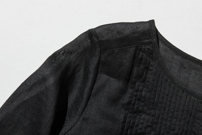 ふんわりAラインが可愛い！ 風通し良く夏らしい麻ブラウス ピンタック入りブラウス　　250422