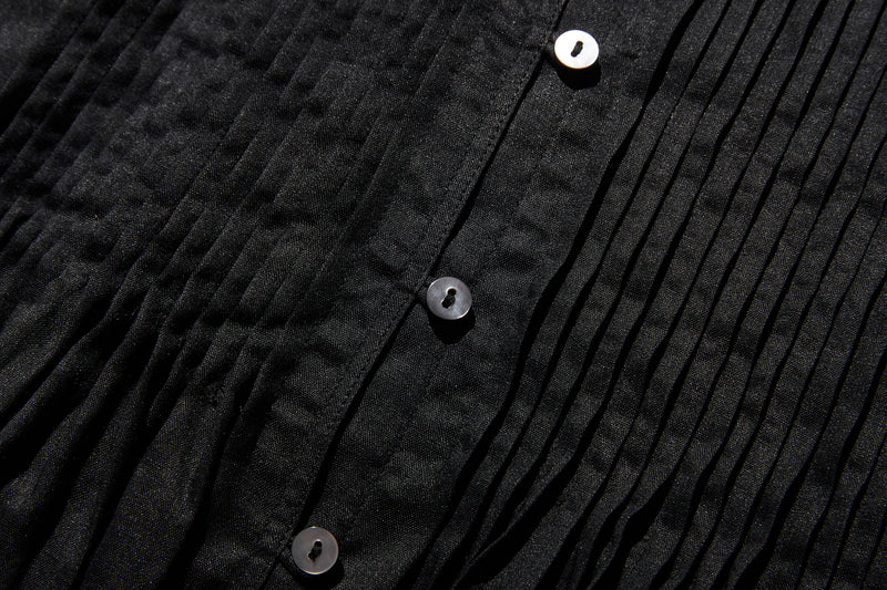 ふんわりAラインが可愛い！ 風通し良く夏らしい麻ブラウス ピンタック入りブラウス　　250422