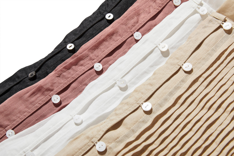 ふんわりAラインが可愛い！ 風通し良く夏らしい麻ブラウス ピンタック入りブラウス　　250422