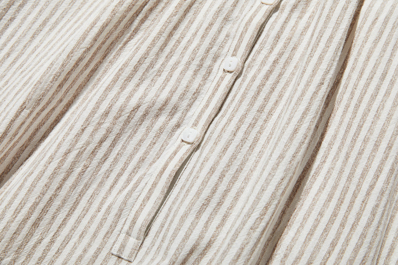 年中着回し可能　ストライプワンピース　コットンリネン 　チュニック 　 250417