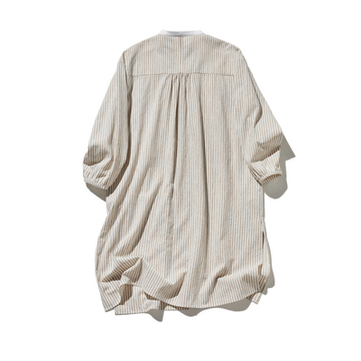 年中着回し可能　ストライプワンピース　コットンリネン 　チュニック 　 250417