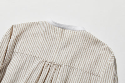 年中着回し可能　ストライプワンピース　コットンリネン 　チュニック 　 250417