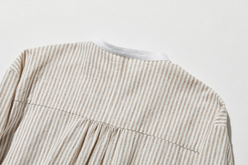 年中着回し可能　ストライプワンピース　コットンリネン 　チュニック 　 250417