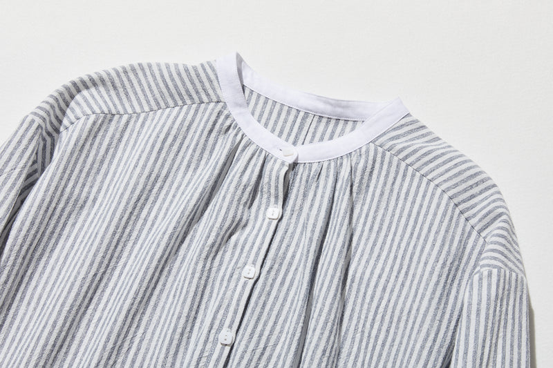 年中着回し可能　ストライプワンピース　コットンリネン 　チュニック 　 250417