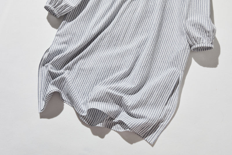 年中着回し可能　ストライプワンピース　コットンリネン 　チュニック 　 250417