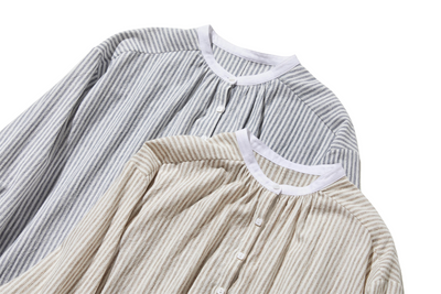 年中着回し可能　ストライプワンピース　コットンリネン 　チュニック 　 250417