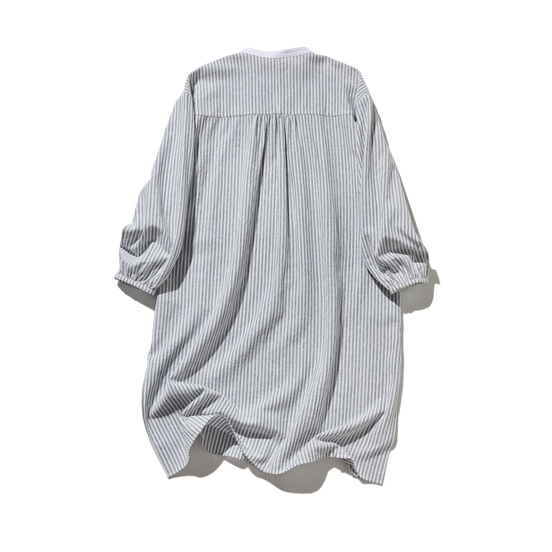 年中着回し可能　ストライプワンピース　コットンリネン 　チュニック 　 250417