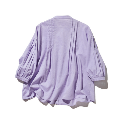 表情を豊かに魅せてくれるピンタック入りブラウス　7分袖　コットンリネン 250425