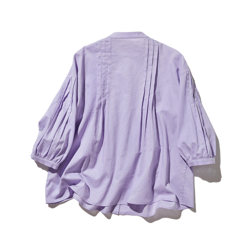 表情を豊かに魅せてくれるピンタック入りブラウス　7分袖　コットンリネン 250425