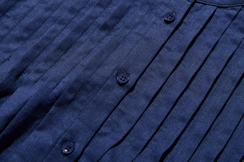 表情を豊かに魅せてくれるピンタック入りブラウス　7分袖　コットンリネン 250425