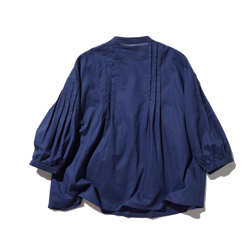 表情を豊かに魅せてくれるピンタック入りブラウス　7分袖　コットンリネン 250425