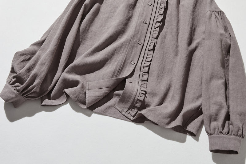 ふんわりアシンメトリー 麻100％カーディガン　長袖ブラウス　　250814