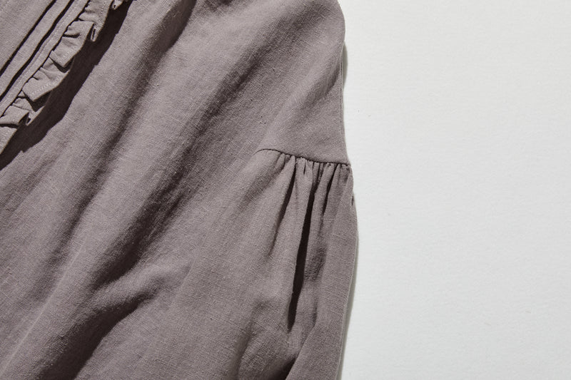 ふんわりアシンメトリー 麻100％カーディガン　長袖ブラウス　　250814