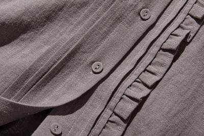 ふんわりアシンメトリー 麻100％カーディガン　長袖ブラウス　　250814