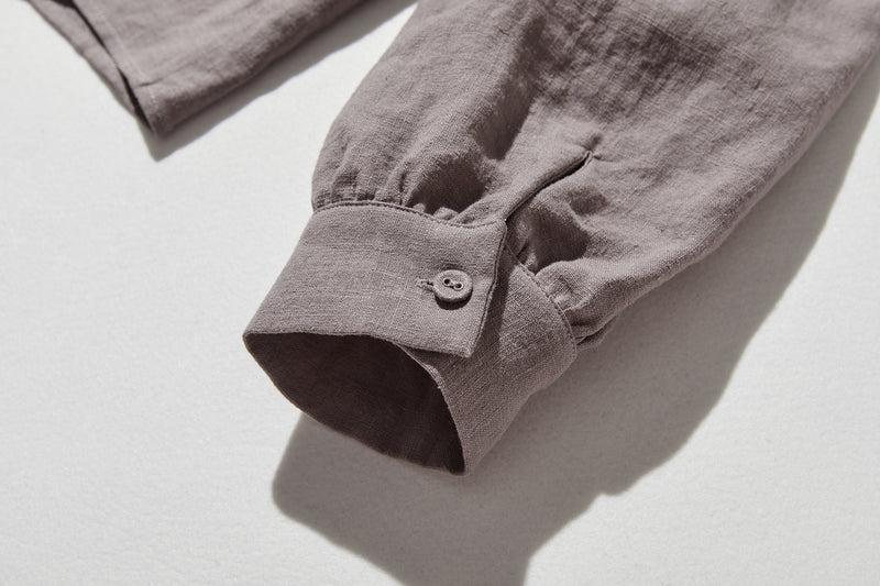 ふんわりアシンメトリー 麻100％カーディガン　長袖ブラウス　　250814