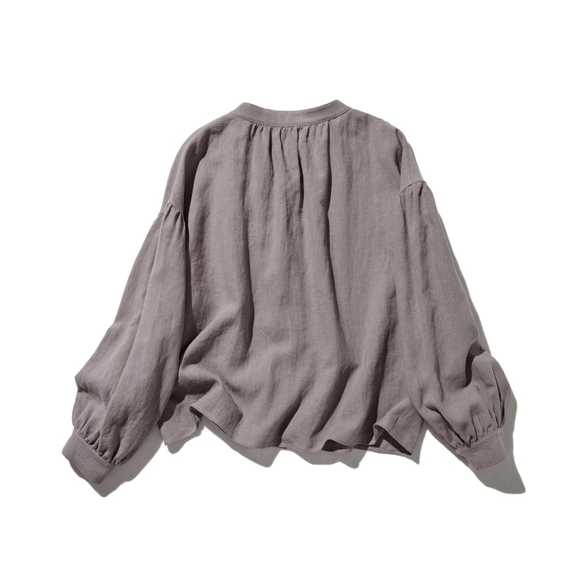 ふんわりアシンメトリー 麻100％カーディガン　長袖ブラウス　　250814