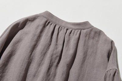 ふんわりアシンメトリー 麻100％カーディガン　長袖ブラウス　　250814