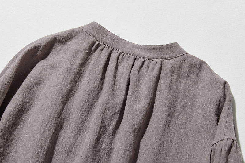 ふんわりアシンメトリー 麻100％カーディガン　長袖ブラウス　　250814