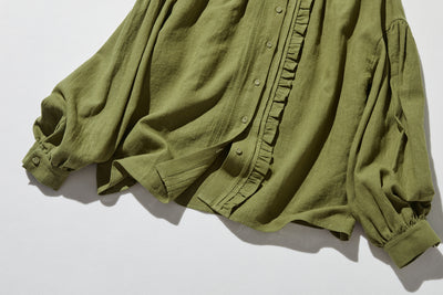 ふんわりアシンメトリー 麻100％カーディガン　長袖ブラウス　　250814