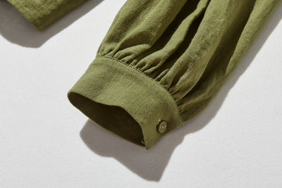 ふんわりアシンメトリー 麻100％カーディガン　長袖ブラウス　　250814