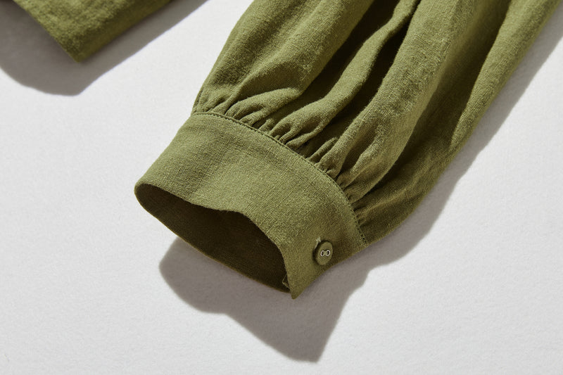 ふんわりアシンメトリー 麻100％カーディガン　長袖ブラウス　　250814